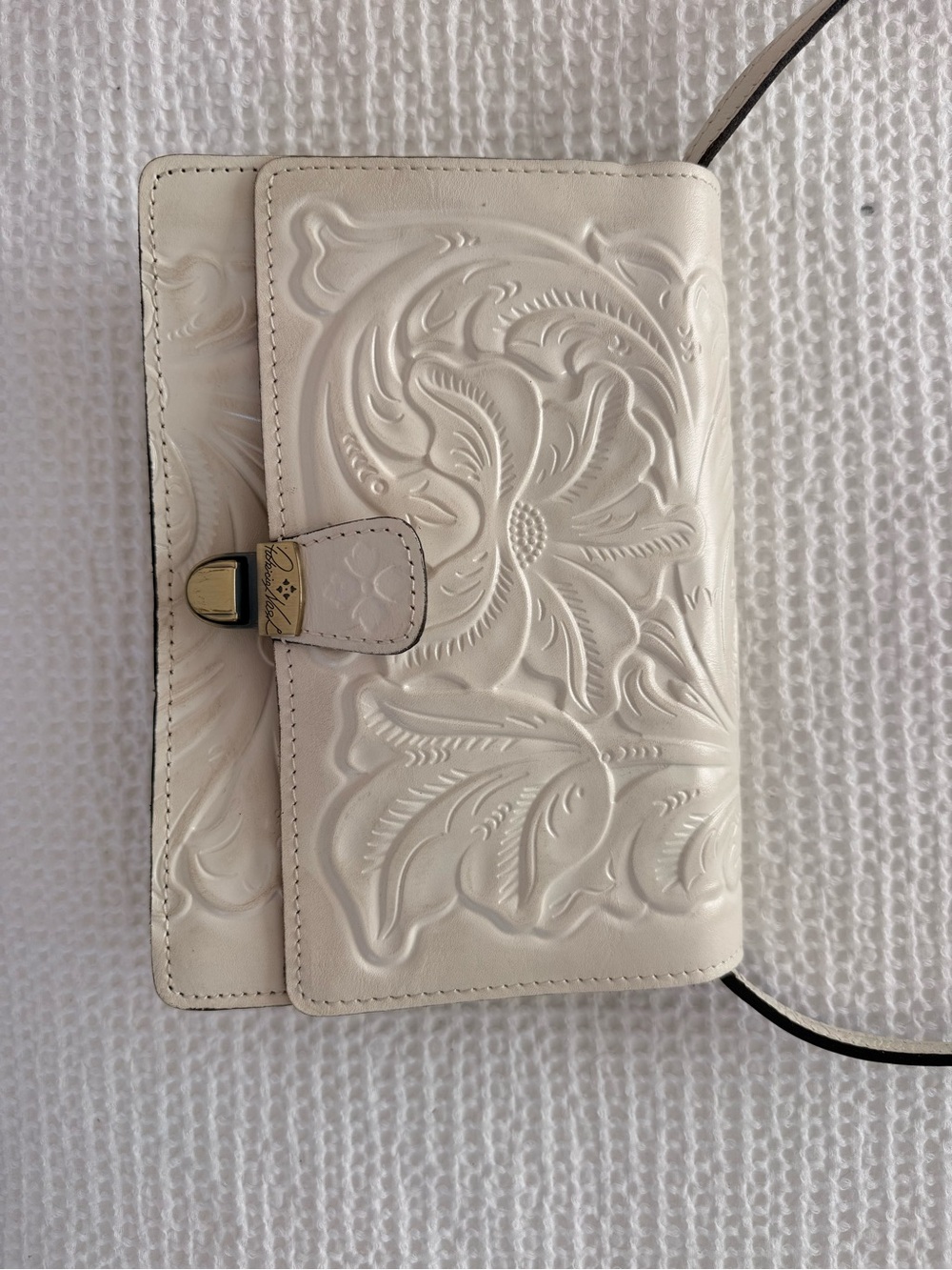 Patricia Nash Cream Tooled Leather Crossbody Bag